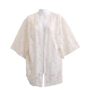 ❤️ 🆕 EXPRESS Kimono Jacket Women Ivory Lace Open Front MEDIUM